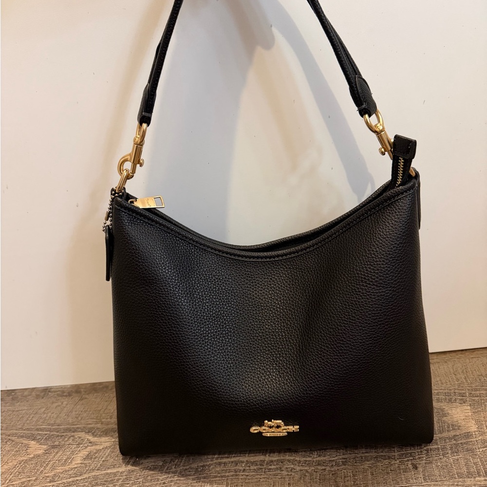 Coach Black Shoulder Bag with Gold Hardware